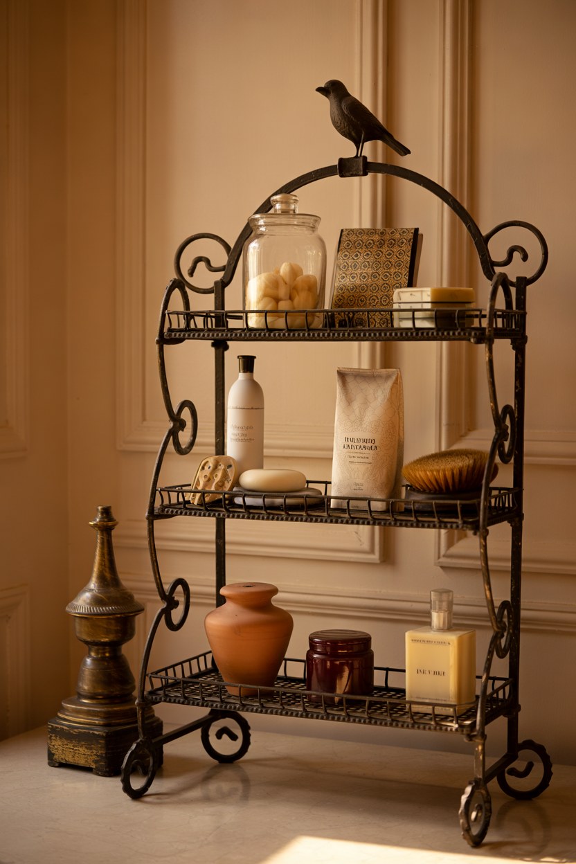 Ornate Bathroom Shelf Styling Ideas for Luxury Storage Organization