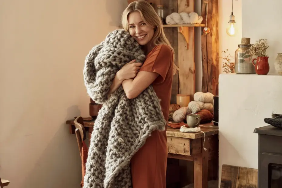 DIY Heavy Knit Throw Without Needles | Quick Arm Knitting Blanket | Cozy Home Decor