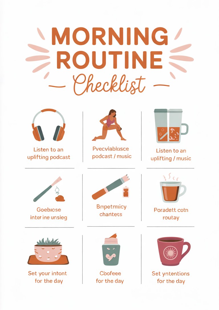 Morning Routine Checklist Printable | Self Care Wellness Worksheet