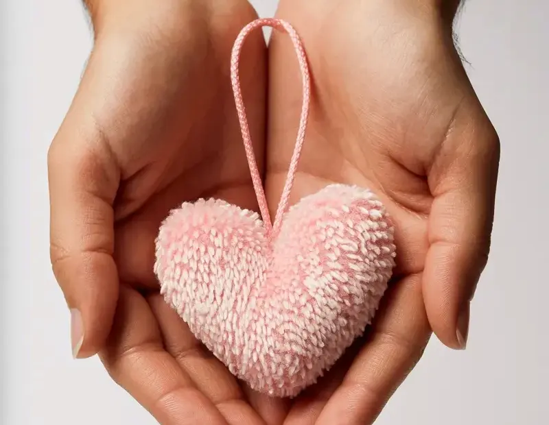 This pink fuzzy heart ornament is the sweetest Valentine's Day decor idea