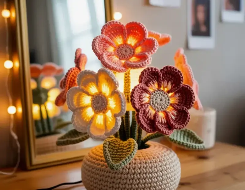 DIY Crochet Flower Lamp on a Budget | Cozy Handmade Lighting Idea