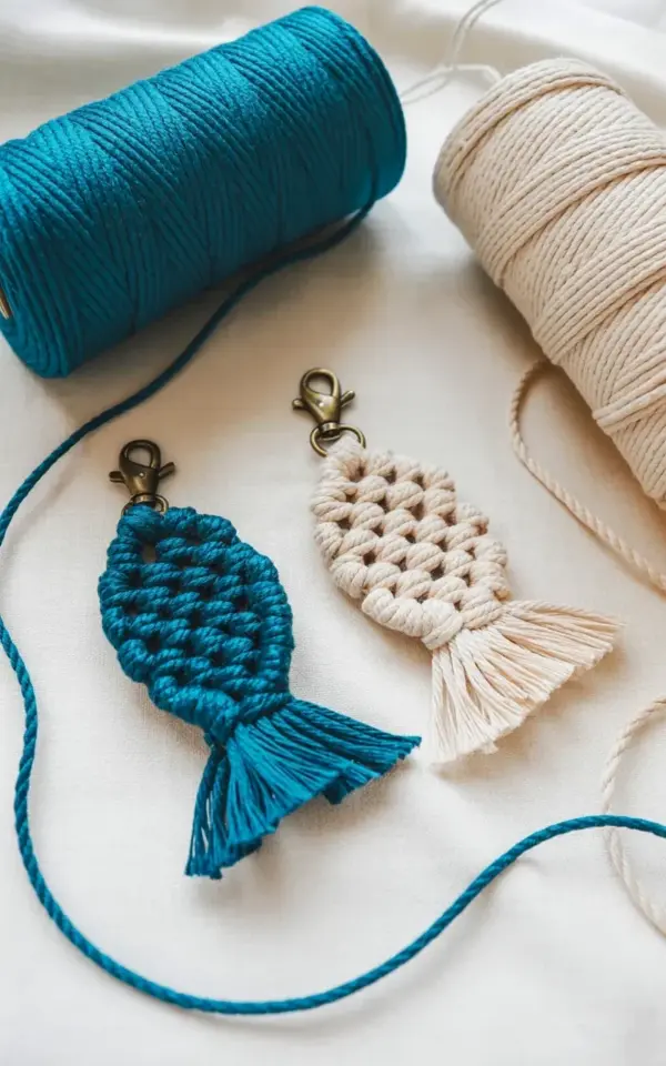 Macrame Fish Keychain Before & After | DIY Craft Supplies