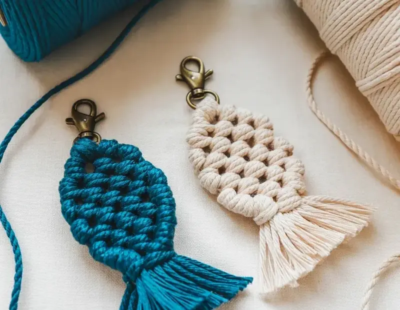 Macrame Fish Keychain Before & After | DIY Craft Supplies