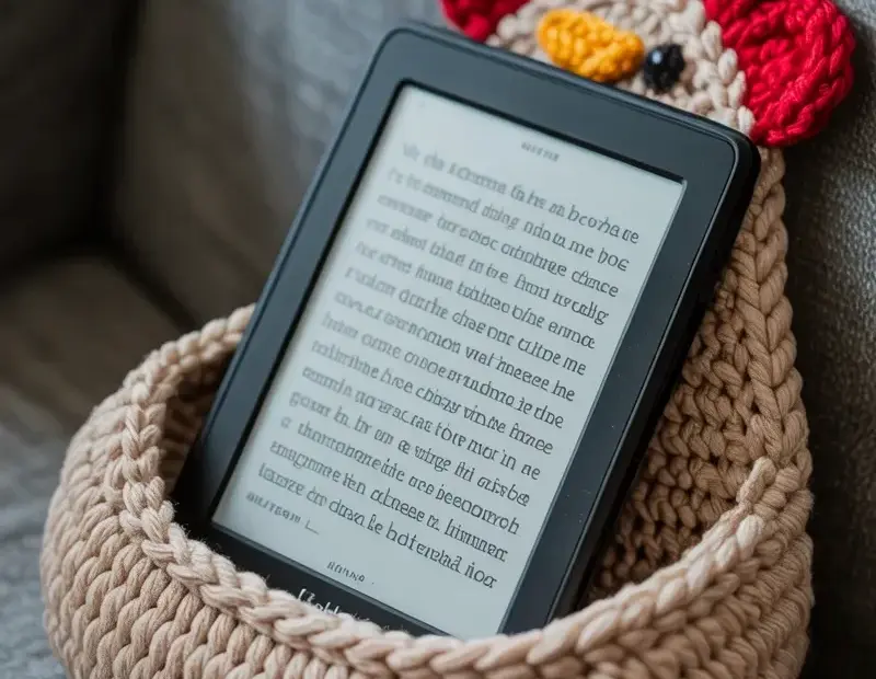 Knitted Chicken Kindle Holder for Cozy Reading Sessions