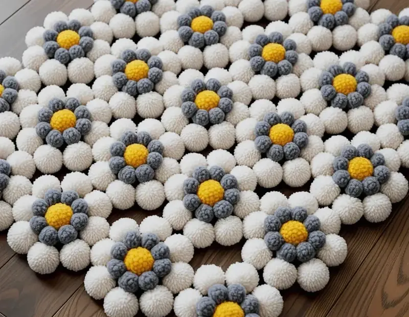 Daisy Pom Pom Rug DIY on a Budget | Handmade Floral Floor Rug