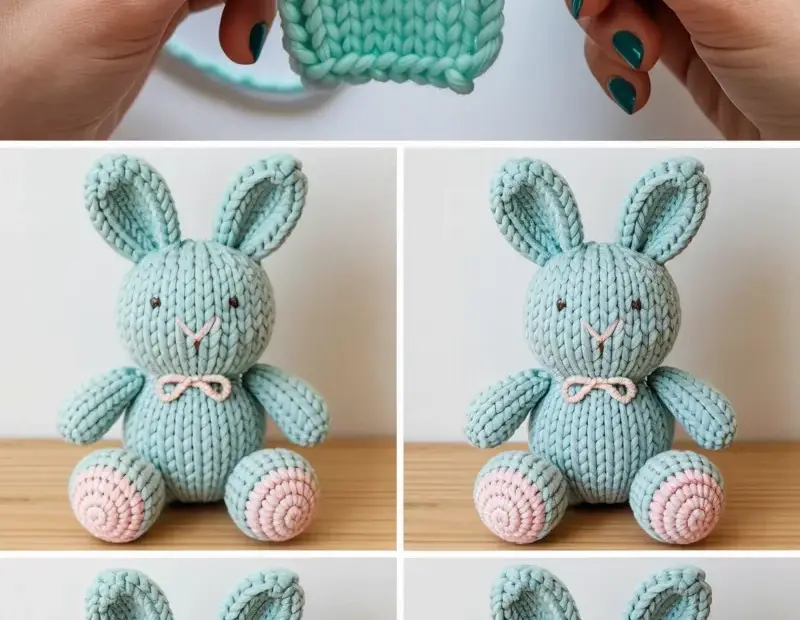 Knitted Bunny Toy Tutorial on a Budget - Step-by-Step DIY